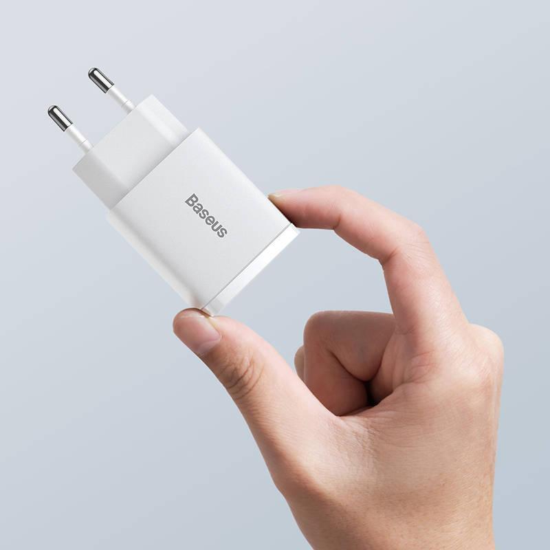 Nabíječka do sítě Baseus USB-A, USB-C, 20 W bílá, Nabíječka, do, sítě, Baseus, USB-A, USB-C, 20, W, bílá