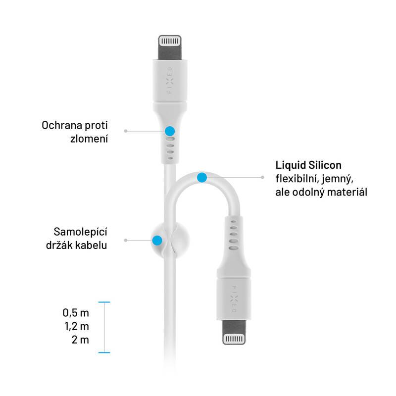 Kabel FIXED Liquid silicone USB-C Lightning s podporou PD, MFi, 1,2m bílý