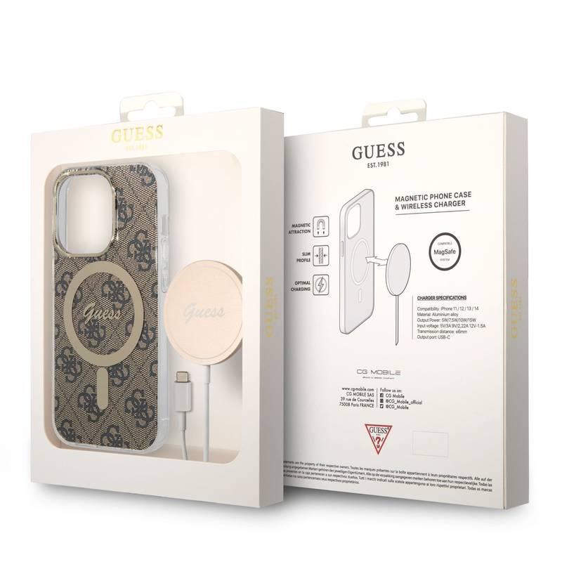 Kryt na mobil Guess 4G MagSafe na Apple iPhone 14 Pro bezdrátová nabíječka hnědý, Kryt, na, mobil, Guess, 4G, MagSafe, na, Apple, iPhone, 14, Pro, bezdrátová, nabíječka, hnědý