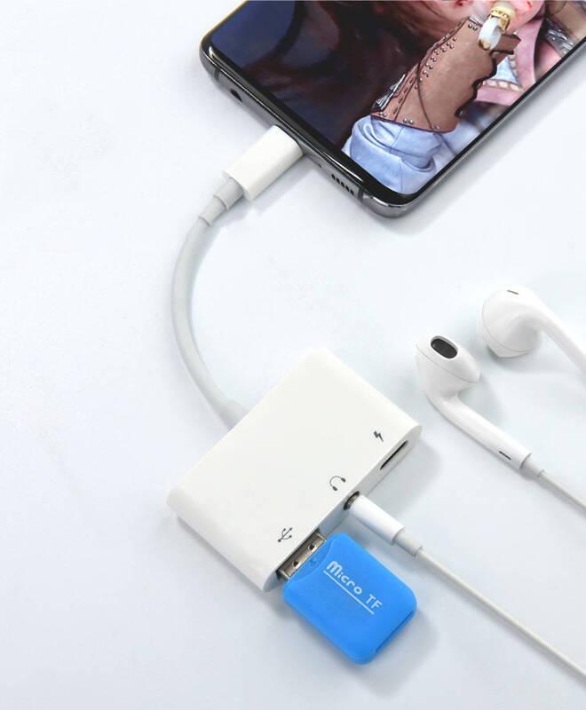 Redukce COTECi 3v1 USB-C Jack 3,5mm, USB-C, USB bílá