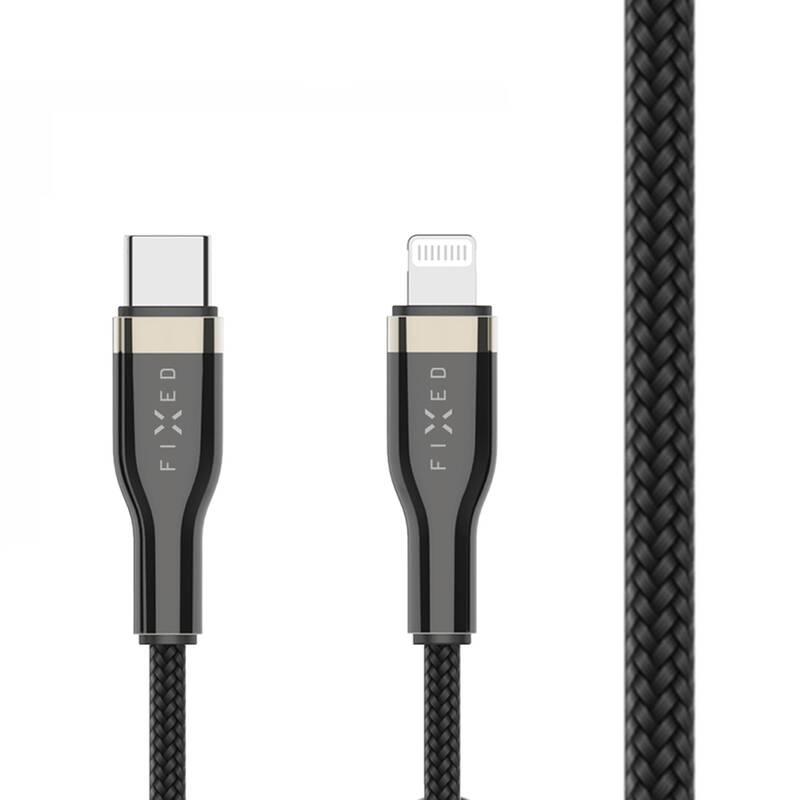 Kabel FIXED USB-C Lightning s podporou PD, MFI, 1,2m černý, Kabel, FIXED, USB-C, Lightning, s, podporou, PD, MFI, 1,2m, černý