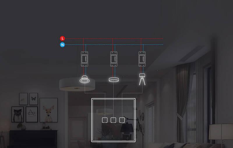 Vypínač Sonoff wireless 433MHz smart wall switch T2EU2C-RF