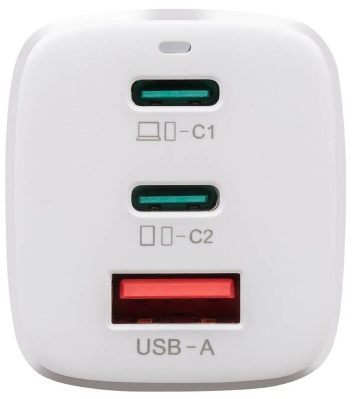 Nabíječka do sítě Tactical FlashBang, 2x USB-C, 1x USB, GaN, 65 W bílá