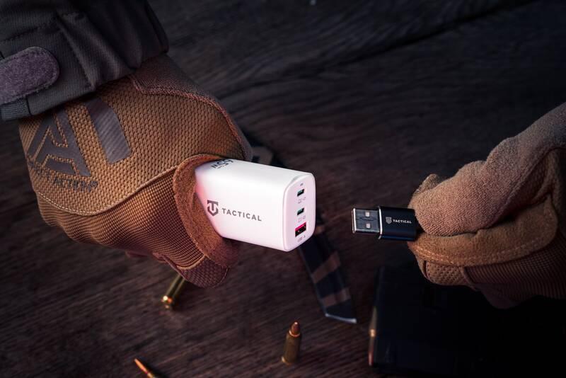 Nabíječka do sítě Tactical FlashBang, 2x USB-C, 1x USB, GaN, 65 W bílá