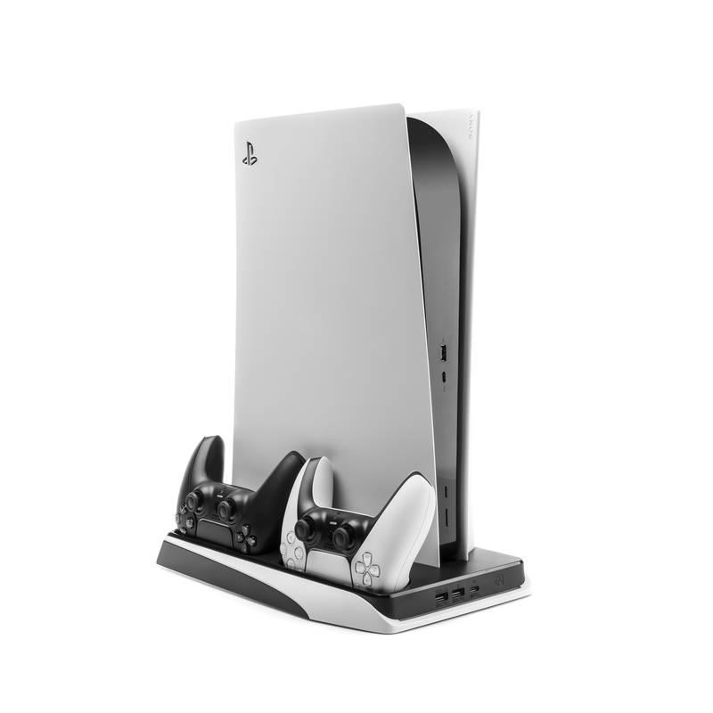 Dokovací stanice FIXED pro PlayStation 5 s chlazením a nabíjením pro dva ovladače DualSense černá bílá