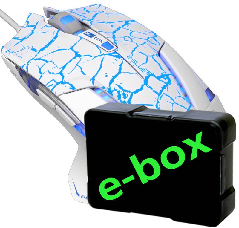 Myš E-Blue Mazer Pro e-box bílá modrá, Myš, E-Blue, Mazer, Pro, e-box, bílá, modrá