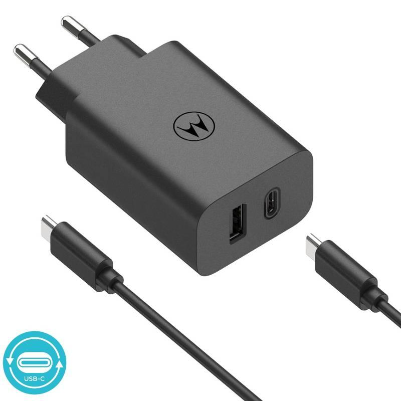 Nabíječka do sítě Motorola TurboPower 50W, 1x USB-C, 1x USB USB-C kabel 1m černá