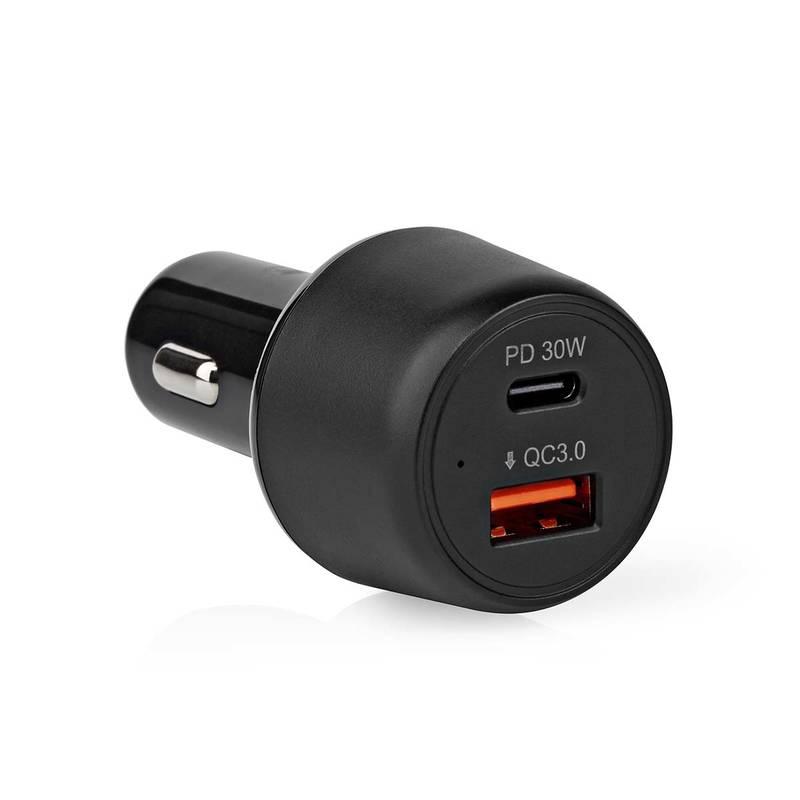 Adaptér do auta Nedis 1×USB, 1×USB-C, 48W černý