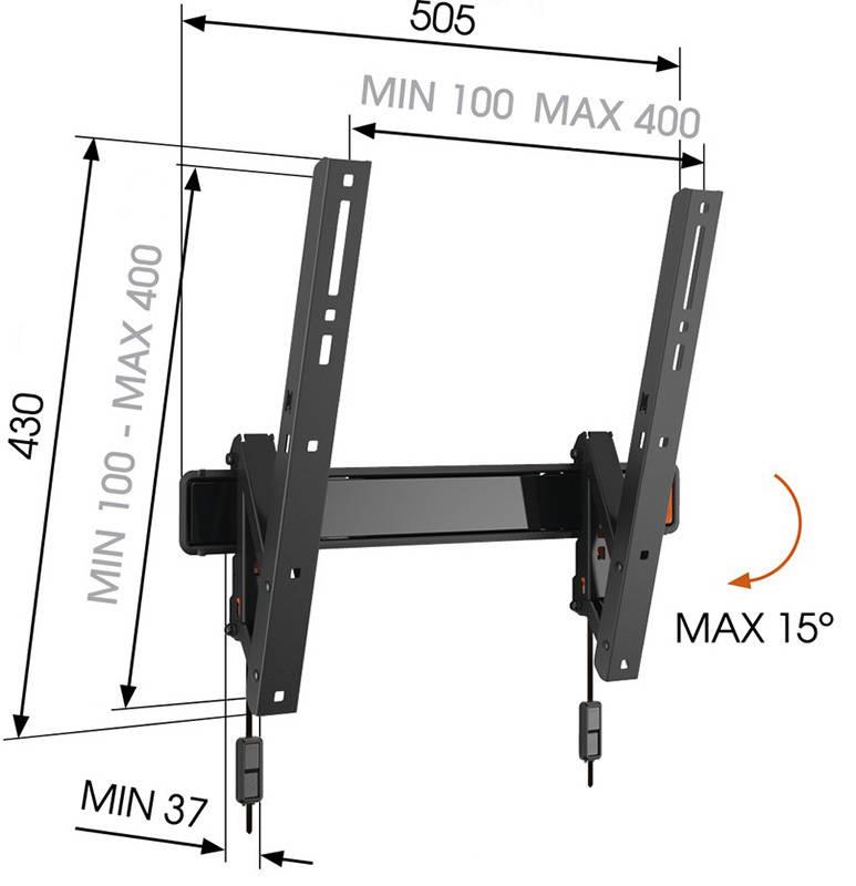 Držák TV Vogel’s W50710 výklopný, pro úhlopříčky 32" až 55", nosnost 30 kg černý