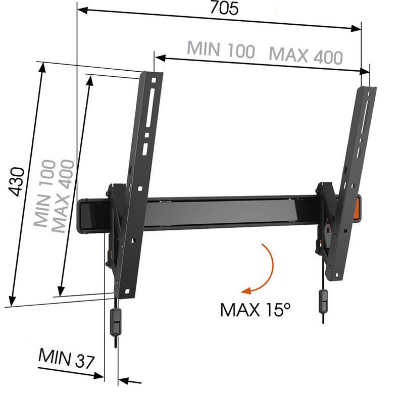 Držák TV Vogel’s W50810 výklopný, pro úhlopříčky 40" až 65", nosnost 40 kg černý