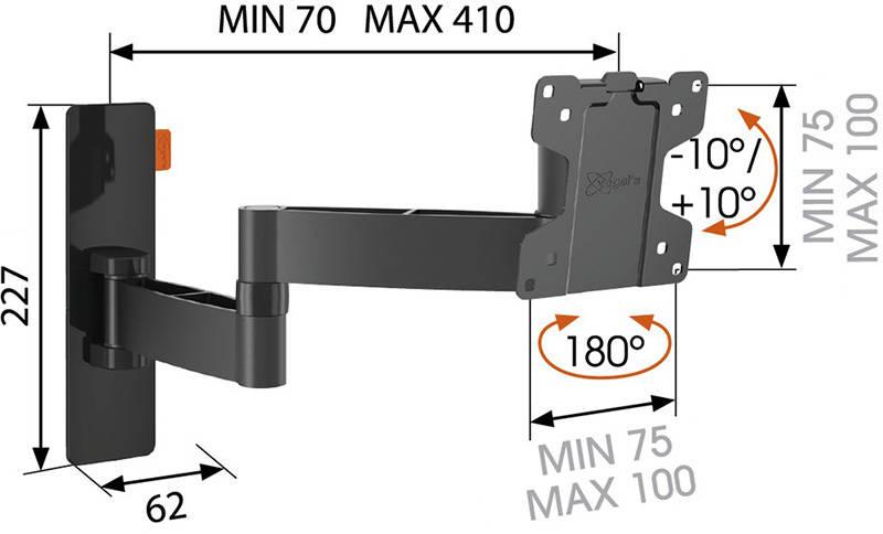 Držák TV Vogel’s W53050 polohovatelný, pro úhlopříčky 17" až 26", nosnost 15 kg černý