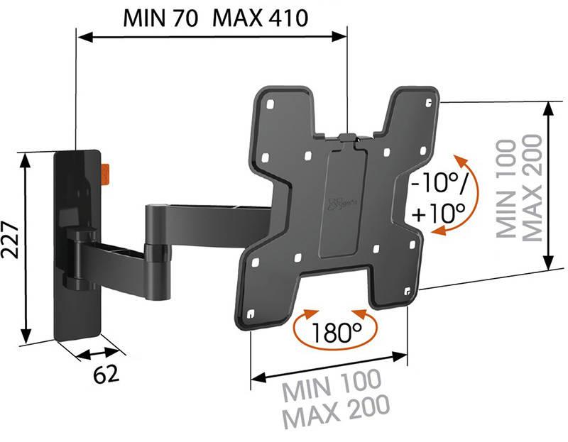 Držák TV Vogel’s W53060 polohovatelný, pro úhlopříčky 19" až 37", nosnost 15 kg černý