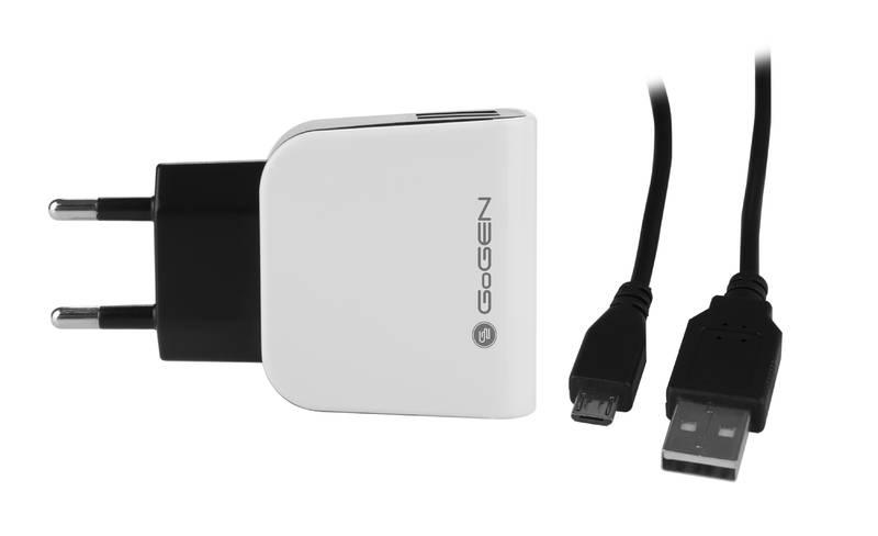 Nabíječka do sítě GoGEN ACH 201 C, 2x USB microUSB kabel 1,2m černá bílá