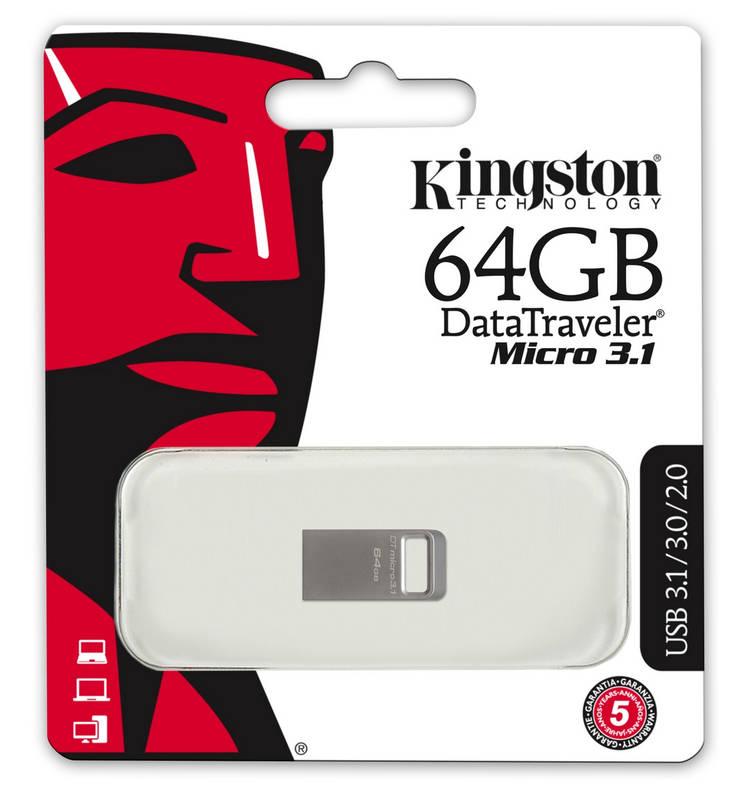 USB Flash Kingston DataTraveler Micro 3.1 64GB kovový, USB, Flash, Kingston, DataTraveler, Micro, 3.1, 64GB, kovový