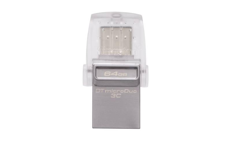 USB Flash Kingston DataTraveler MicroDuo 3C 64GB OTG USB-C USB 3.1 stříbrný, USB, Flash, Kingston, DataTraveler, MicroDuo, 3C, 64GB, OTG, USB-C, USB, 3.1, stříbrný