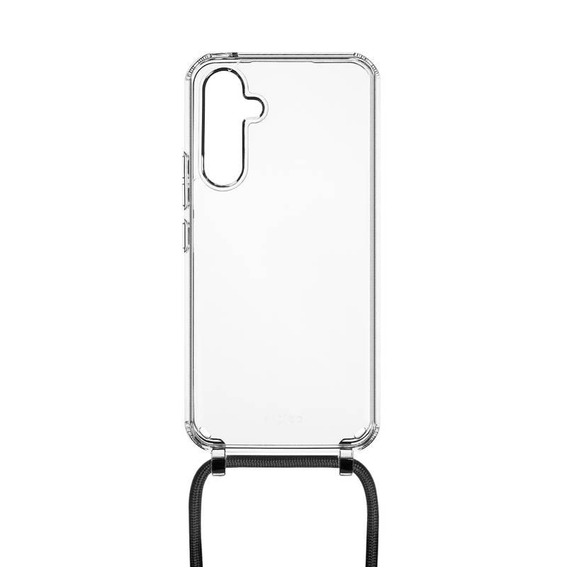 Kryt na mobil FIXED Pure Neck s černou šňůrkou na krk na Samsung Galaxy A54 5G průhledný