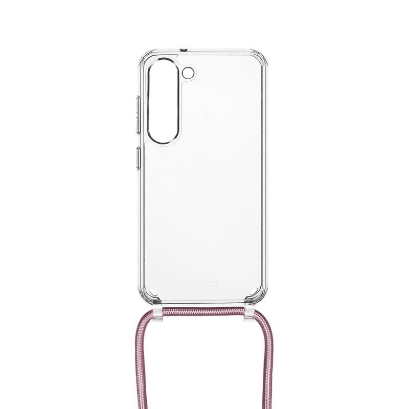 Kryt na mobil FIXED Pure Neck s růžovou šňůrkou na krk na Samsung Galaxy S23 průhledný, Kryt, na, mobil, FIXED, Pure, Neck, s, růžovou, šňůrkou, na, krk, na, Samsung, Galaxy, S23, průhledný