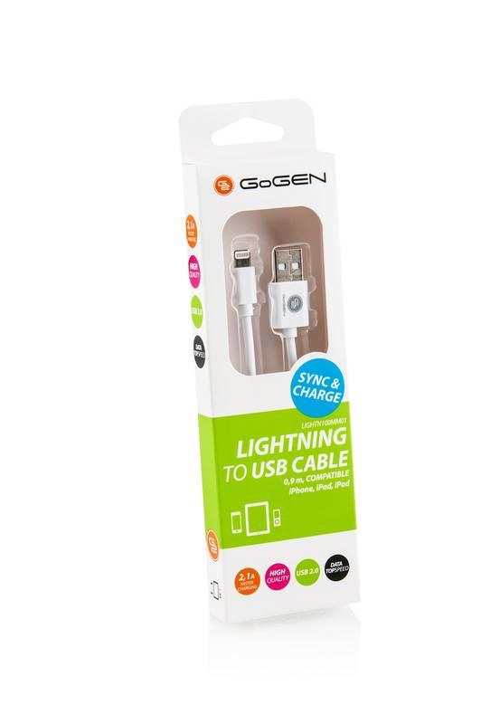 Kabel GoGEN USB Lightning, 0,9m bílý, Kabel, GoGEN, USB, Lightning, 0,9m, bílý