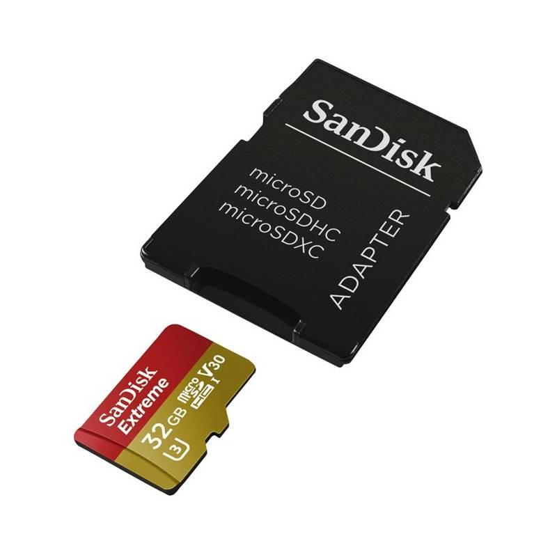 Paměťová karta Sandisk Micro SDHC Extreme AC 32GB UHS-I U3 adapter, Paměťová, karta, Sandisk, Micro, SDHC, Extreme, AC, 32GB, UHS-I, U3, adapter