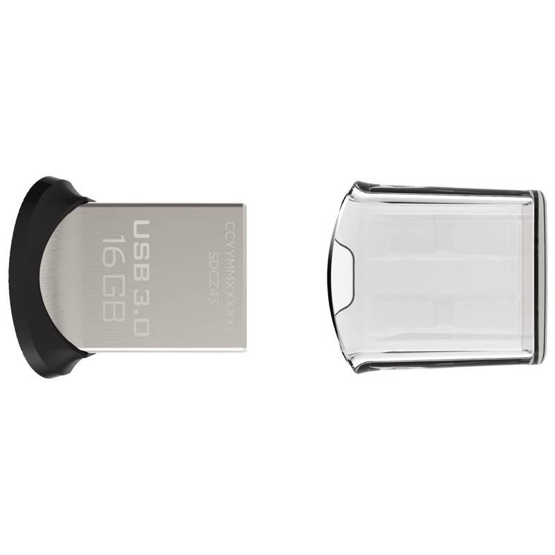 USB Flash Sandisk Cruzer Ultra Fit 16GB stříbrný, USB, Flash, Sandisk, Cruzer, Ultra, Fit, 16GB, stříbrný