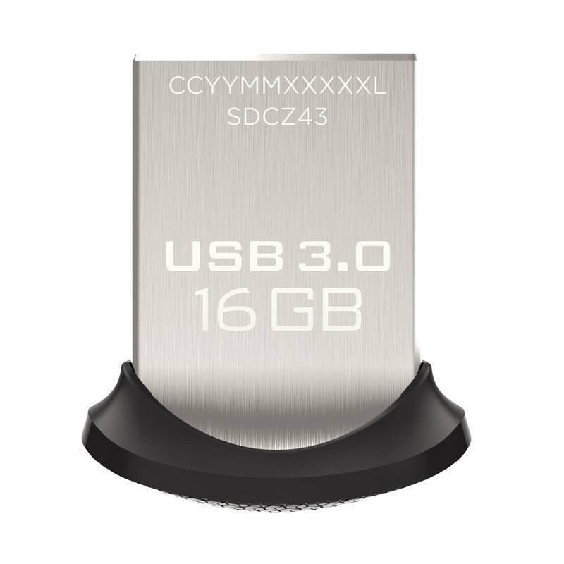 USB Flash Sandisk Cruzer Ultra Fit 16GB stříbrný, USB, Flash, Sandisk, Cruzer, Ultra, Fit, 16GB, stříbrný