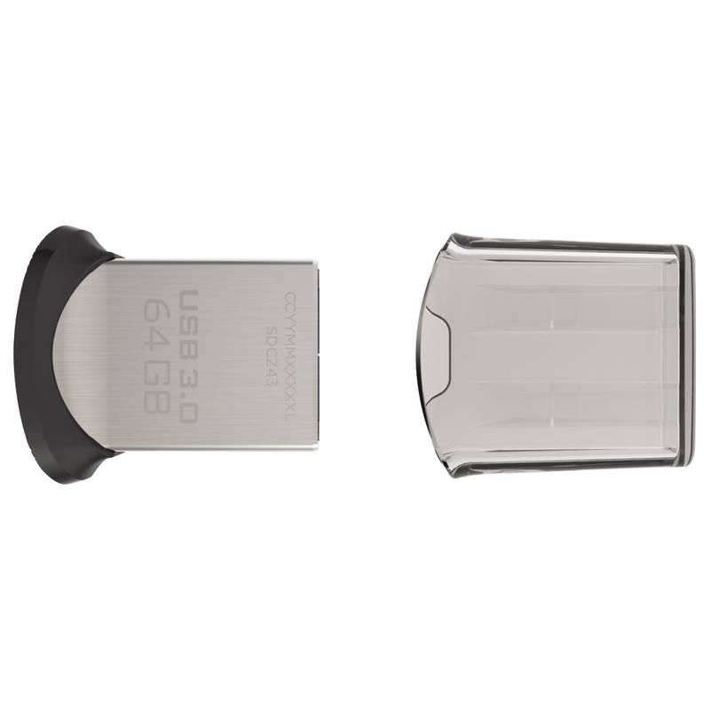 USB Flash Sandisk Cruzer Ultra Fit 64GB stříbrný, USB, Flash, Sandisk, Cruzer, Ultra, Fit, 64GB, stříbrný