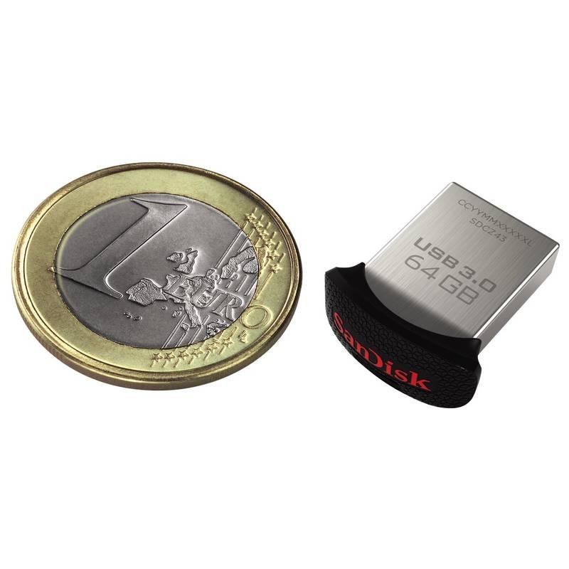 USB Flash Sandisk Cruzer Ultra Fit 64GB stříbrný, USB, Flash, Sandisk, Cruzer, Ultra, Fit, 64GB, stříbrný