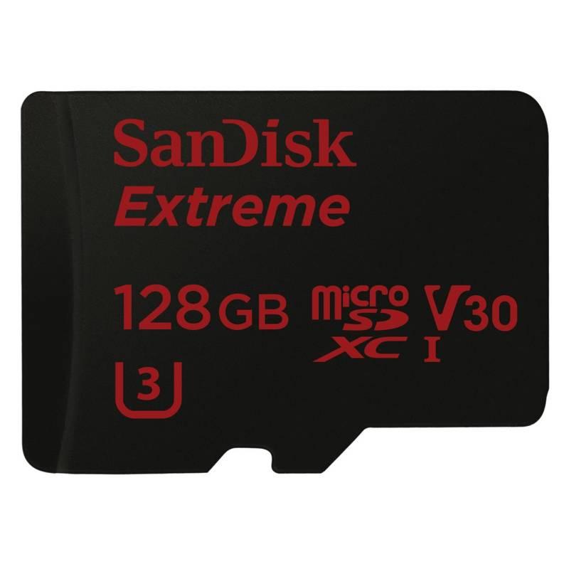 Paměťová karta Sandisk Micro SDXC Extreme AC 128GB UHS-I U3 V30 adapter černá, Paměťová, karta, Sandisk, Micro, SDXC, Extreme, AC, 128GB, UHS-I, U3, V30, adapter, černá