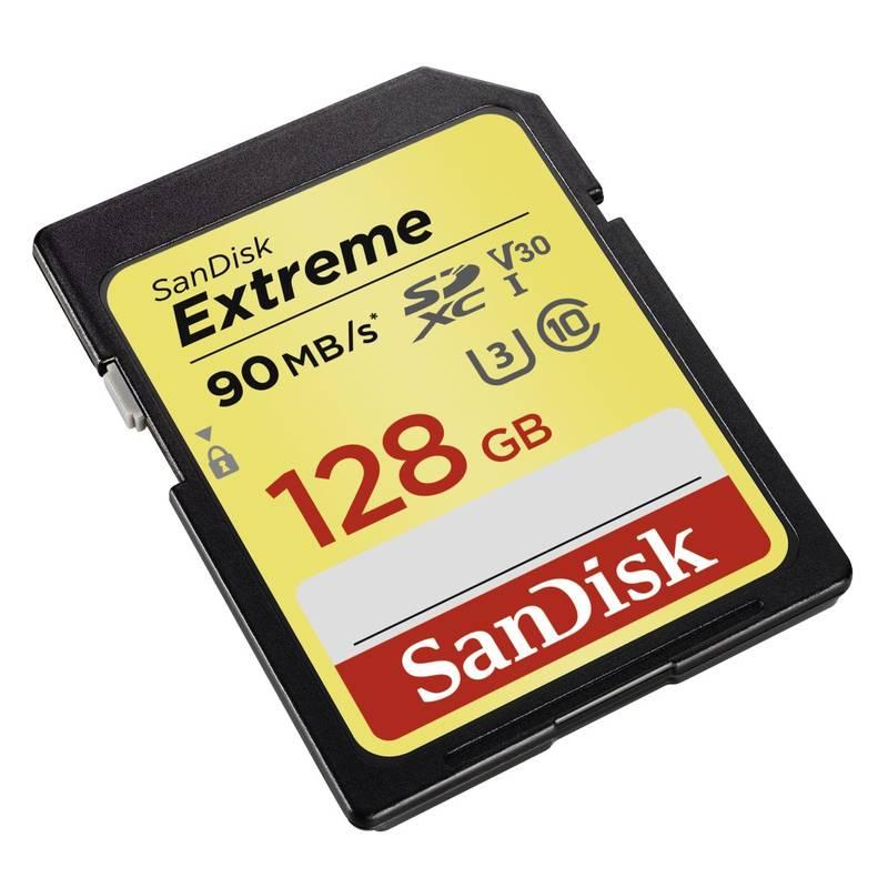 Paměťová karta Sandisk SDXC Extreme 128GB UHS-I U3 černá, Paměťová, karta, Sandisk, SDXC, Extreme, 128GB, UHS-I, U3, černá