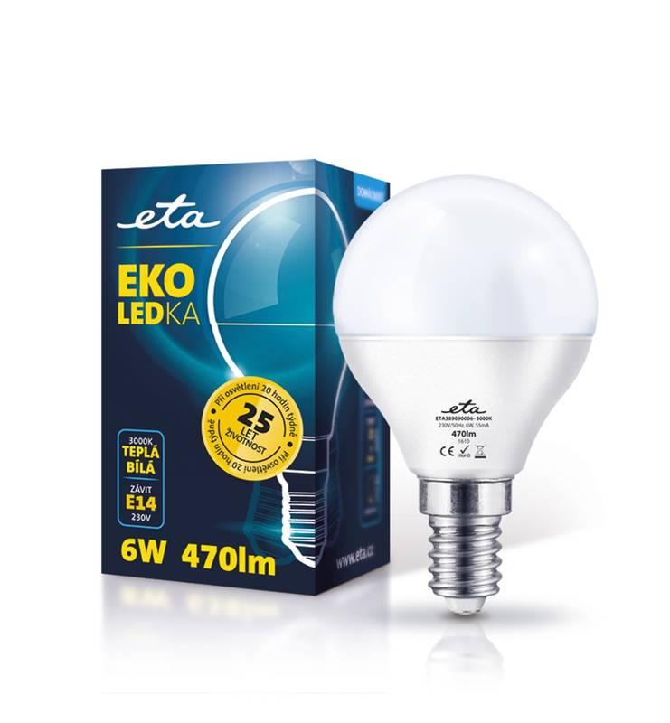 Žárovka LED ETA EKO LEDka mini globe, 6W, E14, teplá bílá