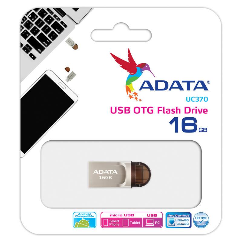 USB Flash ADATA UC370 16GB OTG USB-C USB 3.1 zlatý