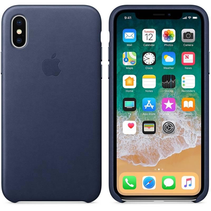 Kryt na mobil Apple Leather Case pro iPhone X - půlnočně modrý