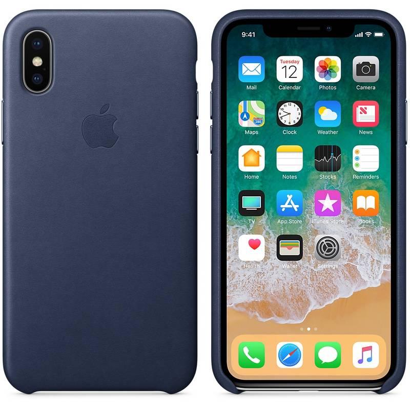 Kryt na mobil Apple Leather Case pro iPhone X - půlnočně modrý