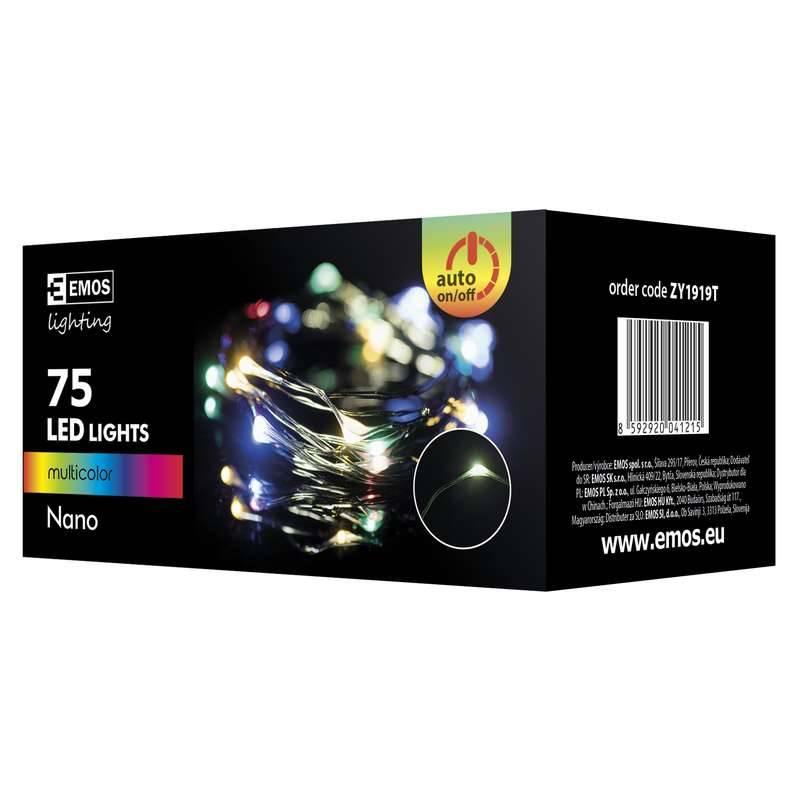 Vánoční osvětlení EMOS 75 LED, 7,5m, řetěz zelený , vícebarevná, časovač, i venkovní použití, Vánoční, osvětlení, EMOS, 75, LED, 7,5m, řetěz, zelený, vícebarevná, časovač, i, venkovní, použití