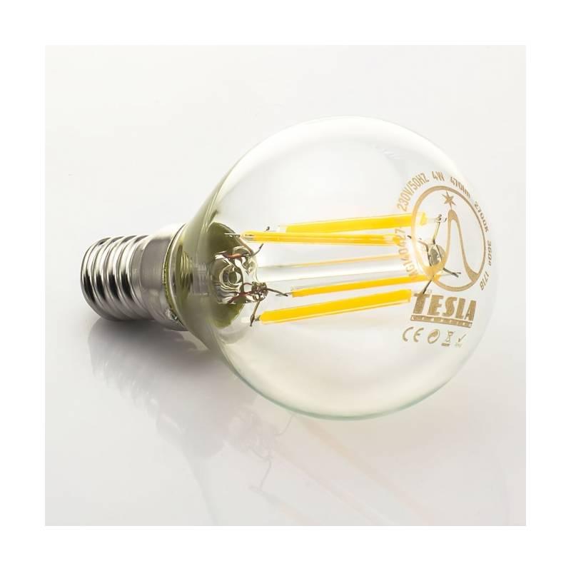 Žárovka LED Tesla Crystal Retro miniglobe, 4W, E14, teplá bílá