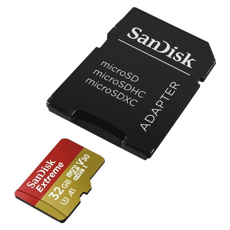 Paměťová karta Sandisk Micro SDHC Extreme 32GB UHS-I U1 adapter černá, Paměťová, karta, Sandisk, Micro, SDHC, Extreme, 32GB, UHS-I, U1, adapter, černá