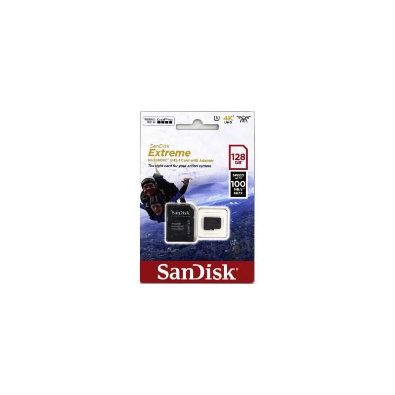 Paměťová karta Sandisk Micro SDXC Extreme 128GB UHS-I U3 adapter černá, Paměťová, karta, Sandisk, Micro, SDXC, Extreme, 128GB, UHS-I, U3, adapter, černá