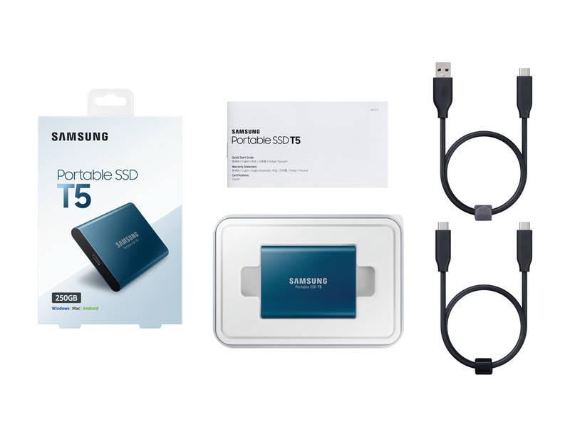 SSD externí Samsung T5 250GB modrý, SSD, externí, Samsung, T5, 250GB, modrý