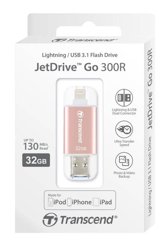 USB Flash Transcend JetDrive Go 300 32GB růžový, USB, Flash, Transcend, JetDrive, Go, 300, 32GB, růžový