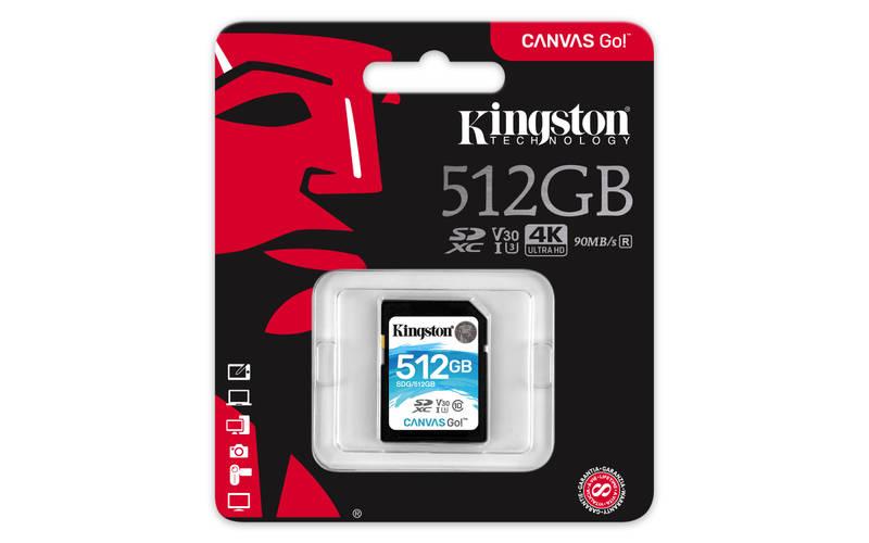 Paměťová karta Kingston Canvas Go! SDXC 512GB UHS-I U3, Paměťová, karta, Kingston, Canvas, Go!, SDXC, 512GB, UHS-I, U3