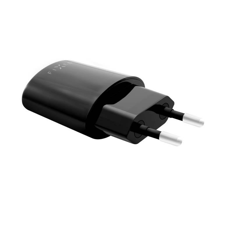 Nabíječka do sítě FIXED 1x USB, 2,4A Lightning kabel černá