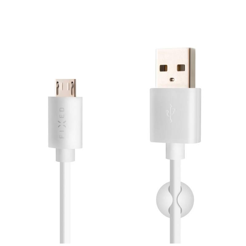 Nabíječka do sítě FIXED 1x USB, 2,4A micro USB kabel bílá