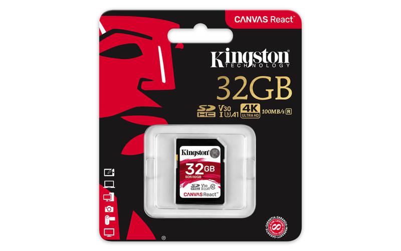 Paměťová karta Kingston Canvas React SDHC 32GB UHS-I U3, Paměťová, karta, Kingston, Canvas, React, SDHC, 32GB, UHS-I, U3