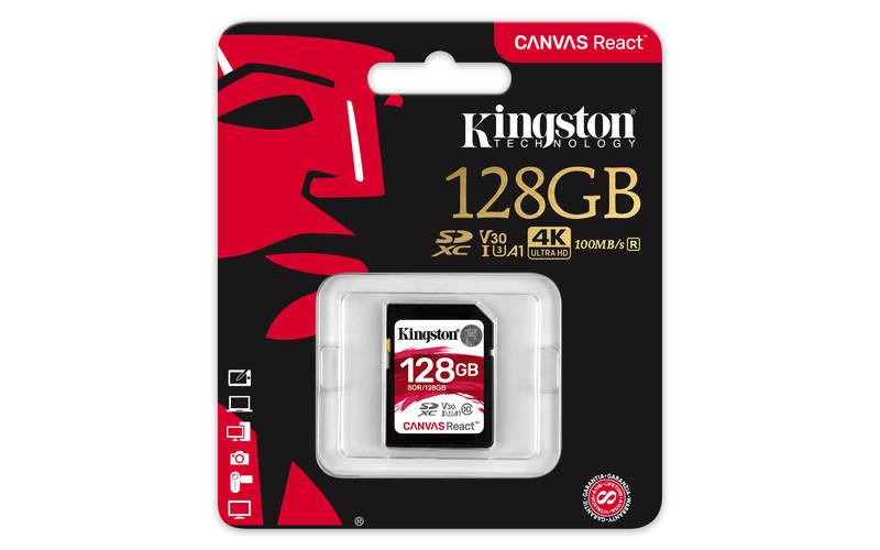 Paměťová karta Kingston Canvas React SDXC 128GB UHS-I U3, Paměťová, karta, Kingston, Canvas, React, SDXC, 128GB, UHS-I, U3