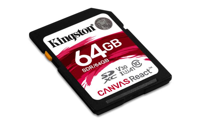 Paměťová karta Kingston Canvas React SDXC 64GB UHS-I U3, Paměťová, karta, Kingston, Canvas, React, SDXC, 64GB, UHS-I, U3