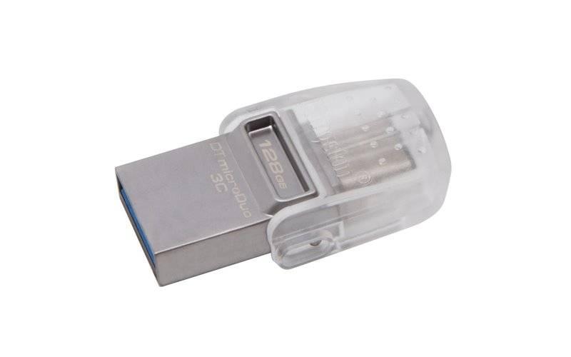 USB Flash Kingston DataTraveler MicroDuo 3C 128GB OTG USB-C USB 3.1 stříbrný