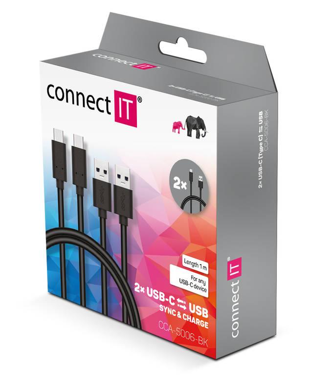 Kabel Connect IT Wirez USB USB-C, 1m černý, Kabel, Connect, IT, Wirez, USB, USB-C, 1m, černý