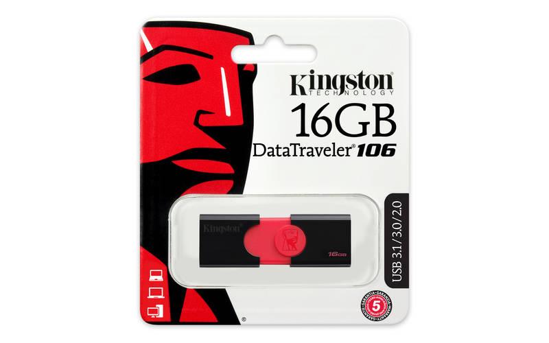 USB Flash Kingston DataTraveler 106 16GB černý červený, USB, Flash, Kingston, DataTraveler, 106, 16GB, černý, červený