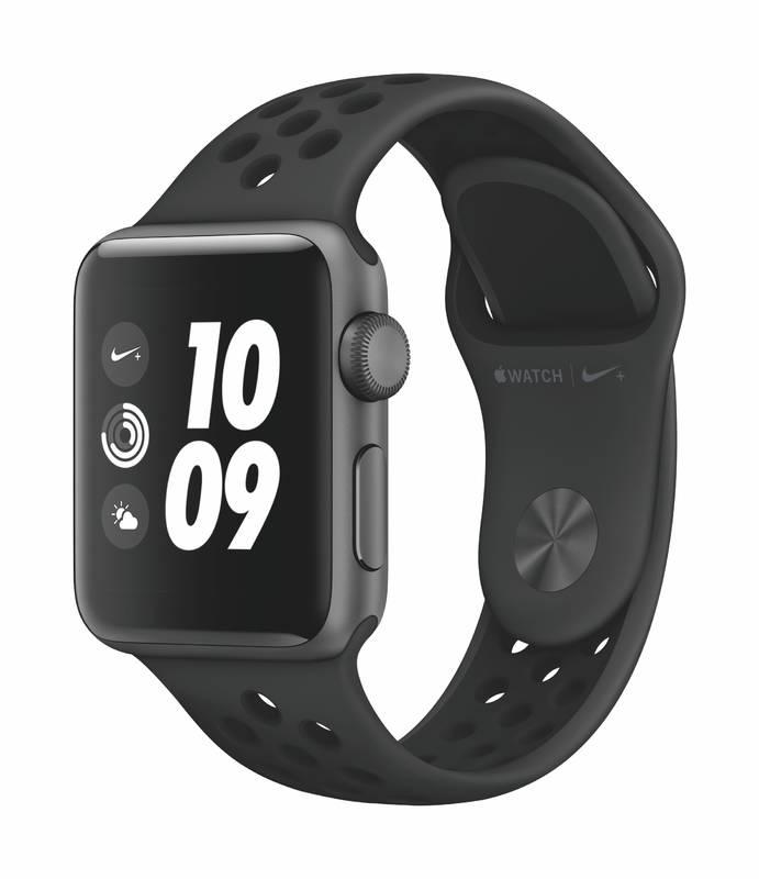 Chytré hodinky Apple Watch Nike Series 3 GPS 38mm pouzdro z vesmírně šedého hliníku - antracitový černý sportovní řemínek Nike, Chytré, hodinky, Apple, Watch, Nike, Series, 3, GPS, 38mm, pouzdro, z, vesmírně, šedého, hliníku, antracitový, černý, sportovní, řemínek, Nike