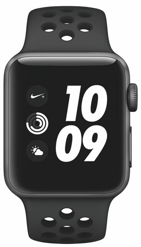 Chytré hodinky Apple Watch Nike Series 3 GPS 38mm pouzdro z vesmírně šedého hliníku - antracitový černý sportovní řemínek Nike, Chytré, hodinky, Apple, Watch, Nike, Series, 3, GPS, 38mm, pouzdro, z, vesmírně, šedého, hliníku, antracitový, černý, sportovní, řemínek, Nike